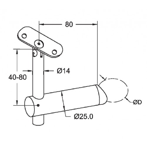 Adjustable Handrail Bracket-42.4 Post-Adjustable 48.3 Saddle-Grade 316  